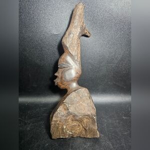 Vintage Artisan Brown Wood Sculpture‎